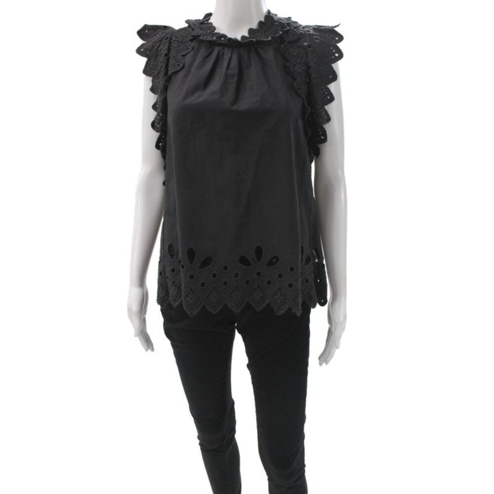 Sea New York Womens Black Sleeveless Mock Neck Tunic Blouse Gothic Size S